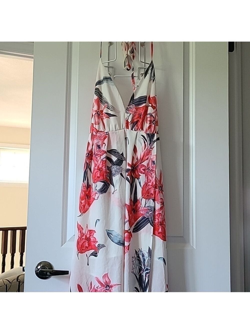 TRIBE Floral Print Open Back Wrap Maxi Dress Size Medium NWT